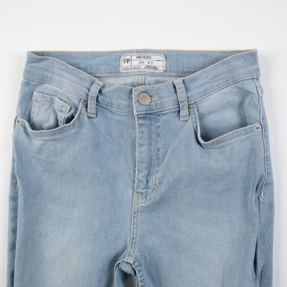 FREE PEOPLE light wash distressed skinny jeans size 27 - Picture 8 of 12